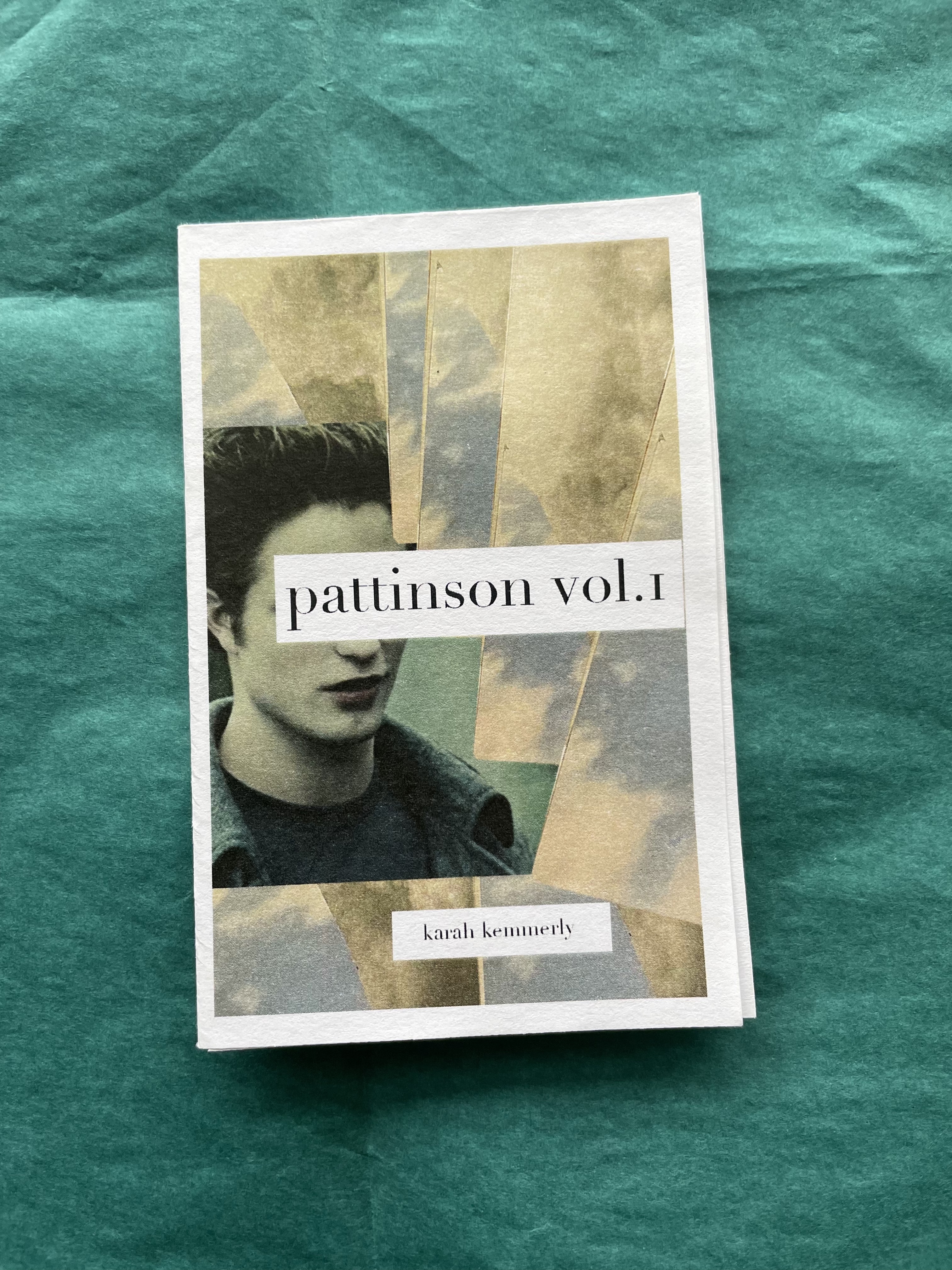 a poetry zine featuring a photo of Robert Pattison's face on cover