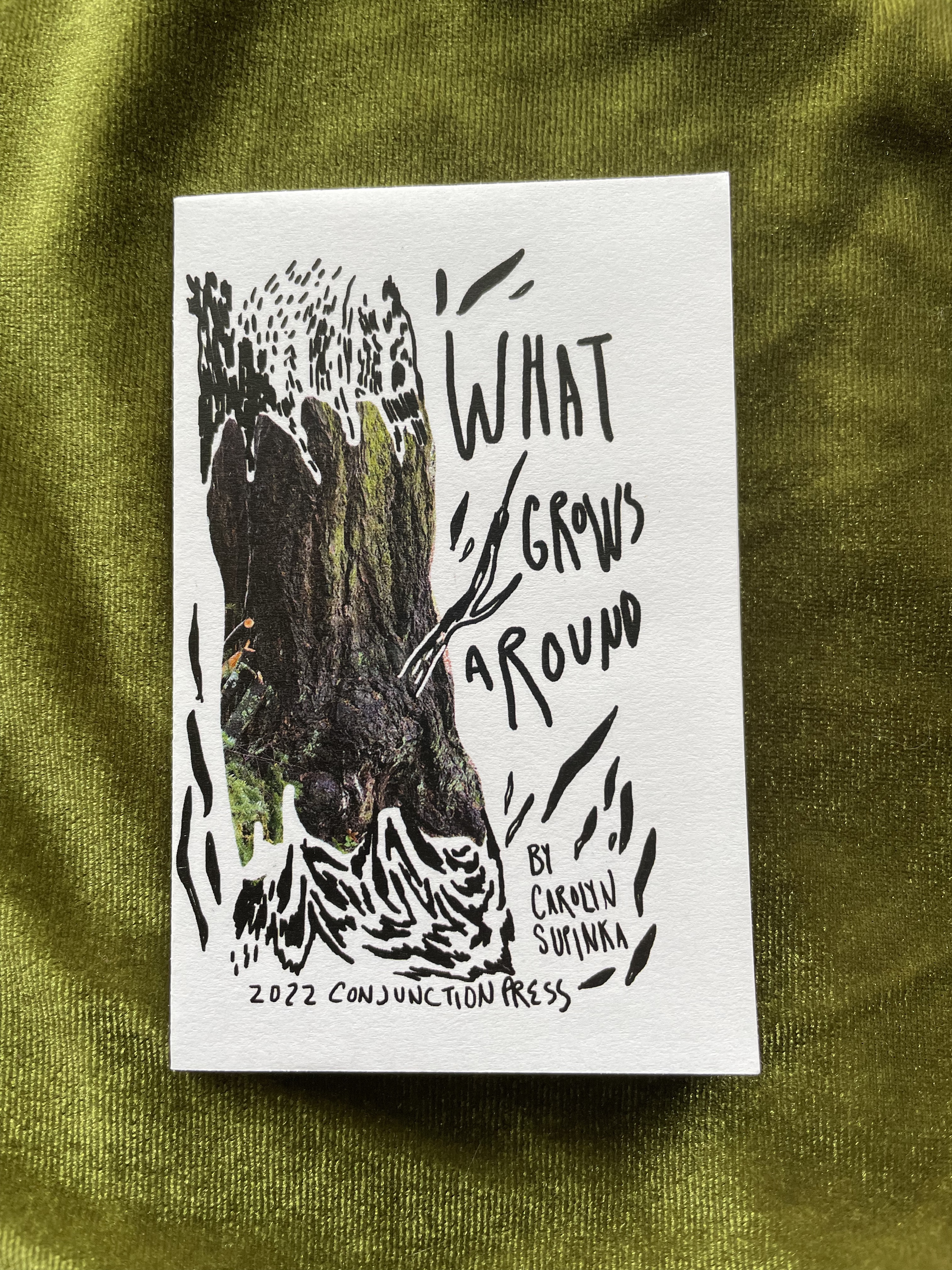 a poetry-comic featuring a tree on the cover against a green velvet background