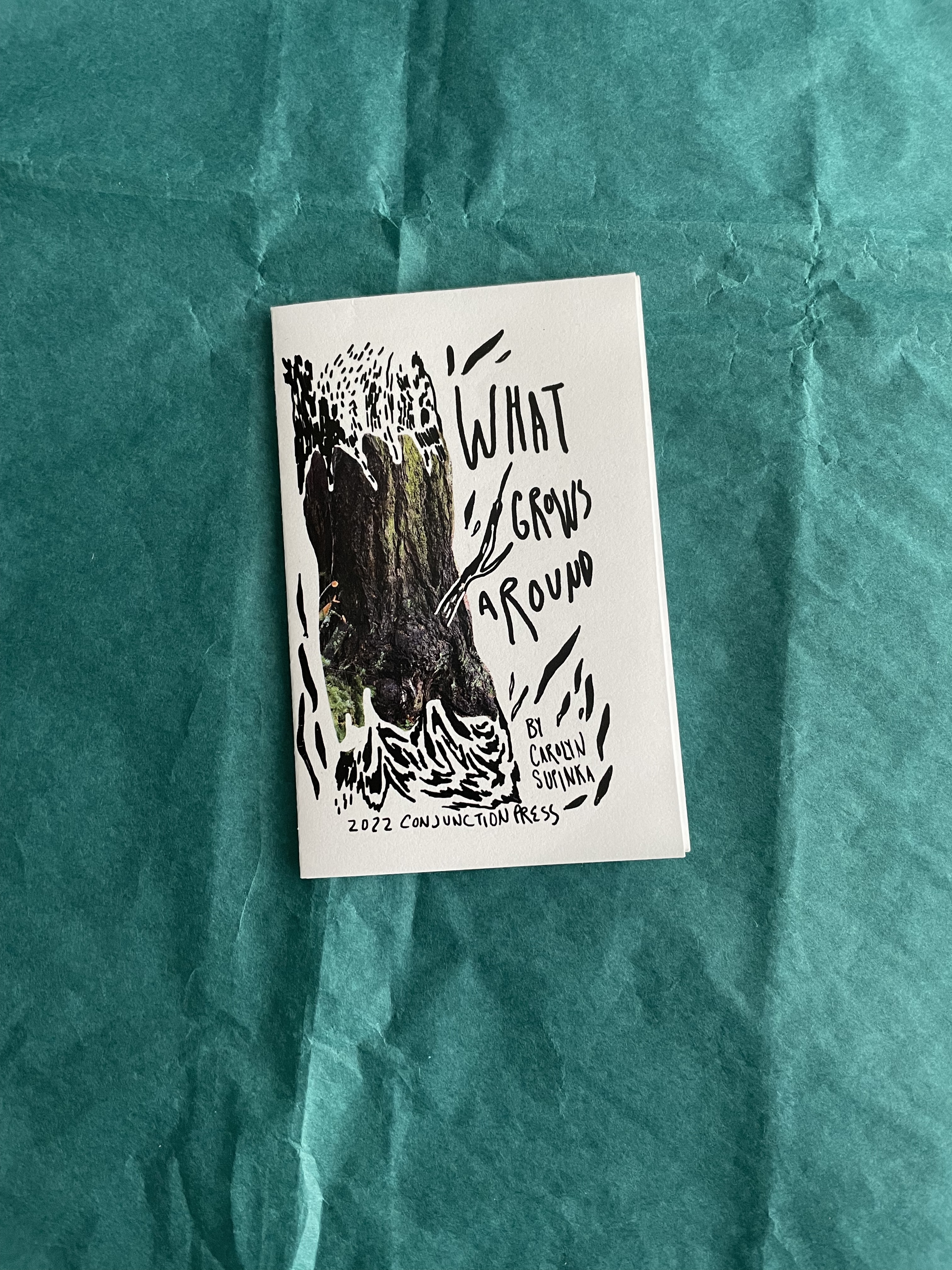 a poetry-comic featuring a tree on the cover against a teal background